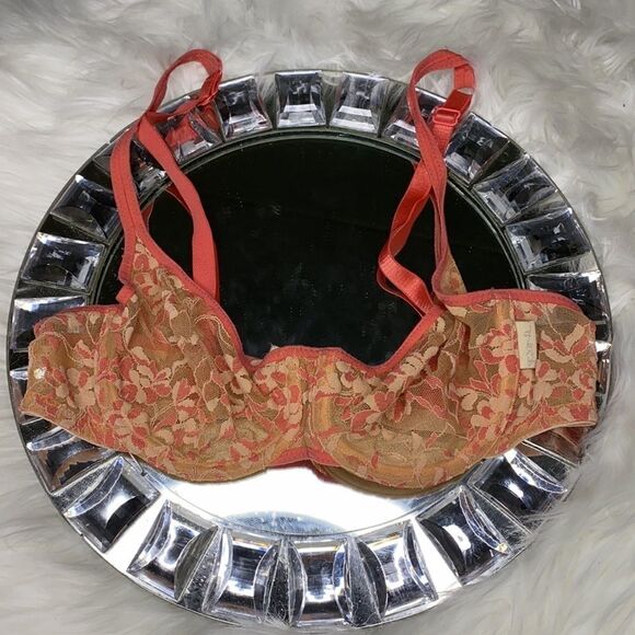 DKNY Peach & Coral Unlined Lace Bra 34B - Picture 2 of 7
